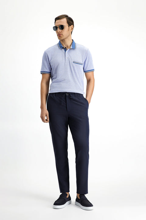 Siyah Lacivert 7 Drop Super Slim Fit Eksra Dar Kesim Beli Lastikli İpli Gofre Likralı Klasik Kumaş Pantolon