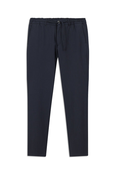 Siyah Lacivert 7 Drop Super Slim Fit Eksra Dar Kesim Beli Lastikli İpli Gofre Likralı Klasik Kumaş Pantolon
