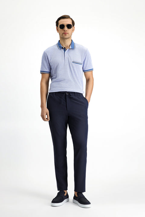 Siyah Lacivert 7 Drop Super Slim Fit Eksra Dar Kesim Beli Lastikli İpli Gofre Likralı Klasik Kumaş Pantolon