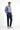 Gök Mavisi Super Slim Fit Ekstra Dar Kesim Beli Lastikli İpli Gofre Likralı Klasik Kumaş Pantolon