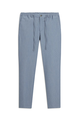  Aqua Mavisi 7 Drop Super Slim Fit Eksra Dar Kesim Beli Lastikli İpli Gofre Likralı Klasik Kumaş Pantolon