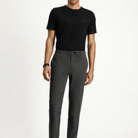 Orta Antrasit 7 Drop Super Slim Fit Eksra Dar Kesim Beli İpli Gofre Likralı Klasik Kumaş Pantolon