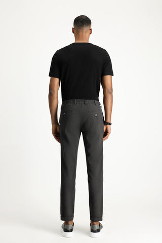  Orta Antrasit 7 Drop Super Slim Fit Eksra Dar Kesim Beli Lastikli İpli Gofre Likralı Klasik Kumaş Pantolon