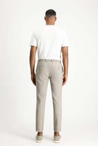  Orta Vizon 7 Drop Super Slim Fit Eksra Dar Kesim Beli Lastikli İpli Gofre Likralı Klasik Kumaş Pantolon