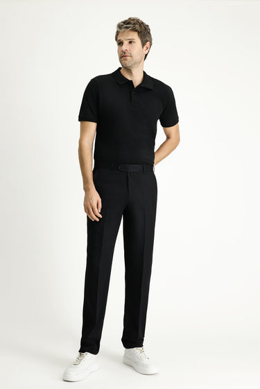  Siyah Super Slim Fit Ekstra Dar Kesim Likralı Klasik Kumaş Pantolon