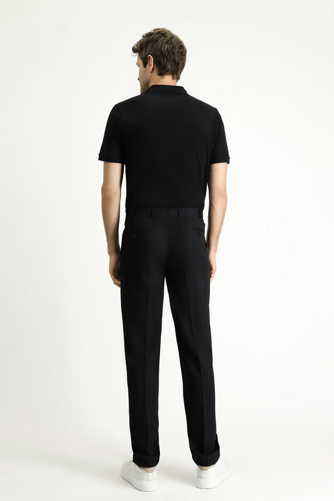 Siyah 6 Drop Regular Fit Standart Kesim Likralı Klasik Kumaş Pantolon