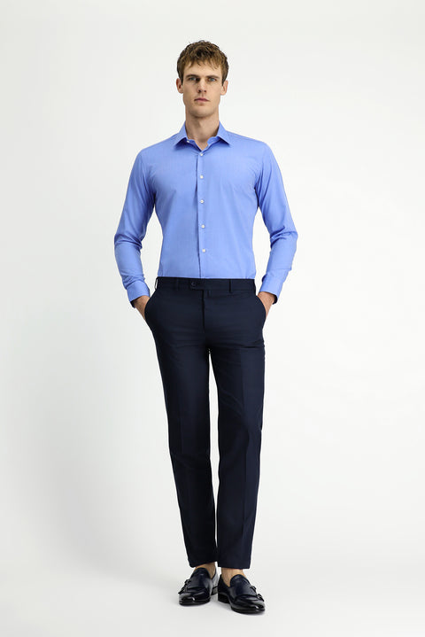 Koyu Lacivert 7 Drop Slim Fit Dar Kesim Klasik Kumaş Pantolon