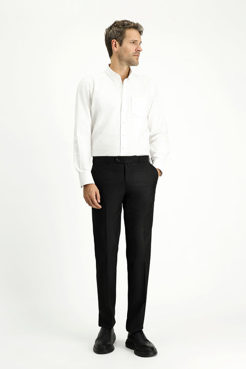 Siyah 7 Drop Super Slim Fit Eksra Dar Kesim Klasik Kumaş Pantolon