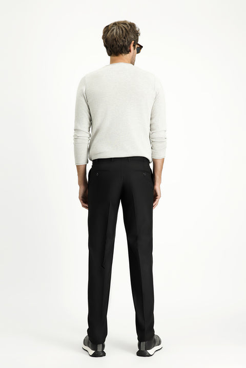 Siyah 4 Drop Relaxed Fit Rahat Kesim Klasik Kumaş Pantolon