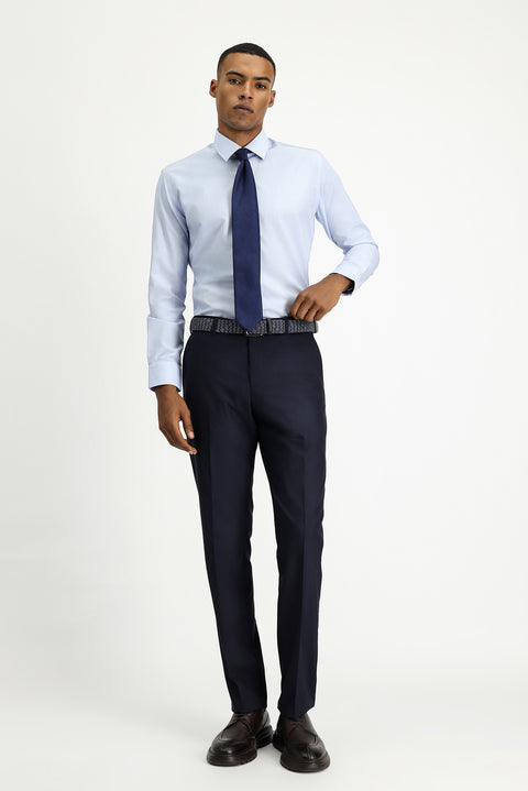 Dark Navy 4 Drop Relaxed Fit Classic Fabric Trousers