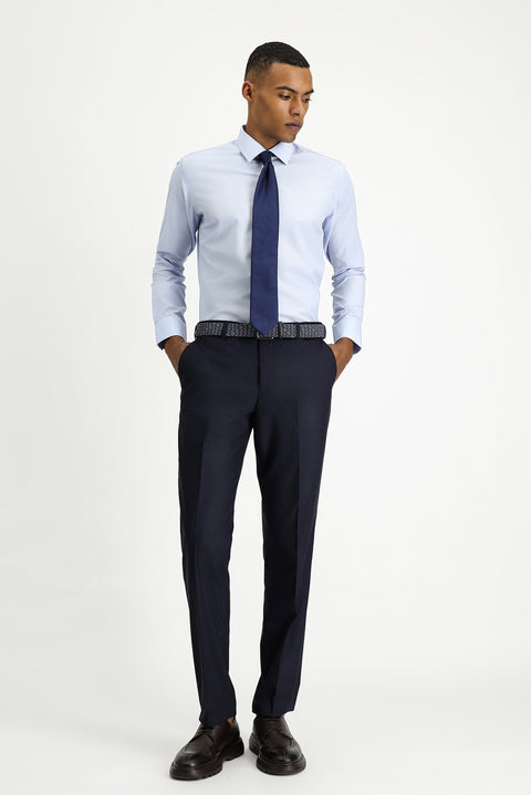 Koyu Lacivert 7 Drop Slim Fit Dar Kesim Klasik Kumaş Pantolon