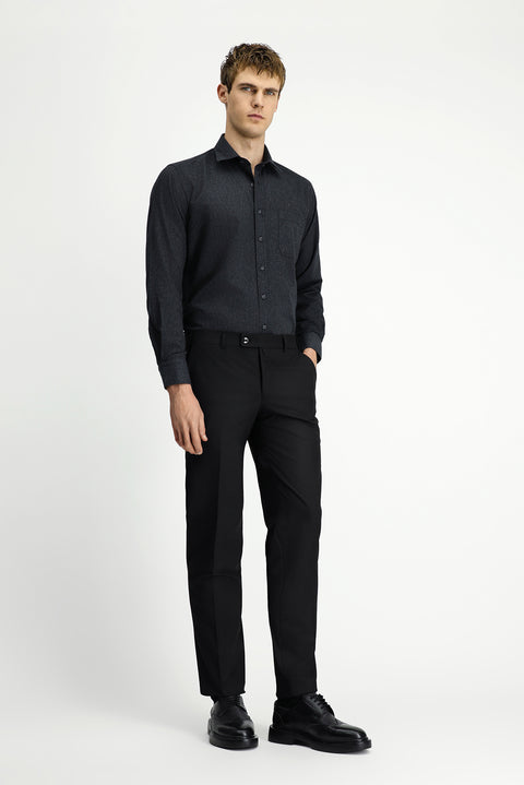 Siyah 6 Drop Regular Fit Standart Kesim Likralı Klasik Kumaş Pantolon