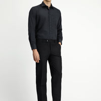 Siyah 7 Drop Slim Fit Dar Kesim Likralı Klasik Kumaş Pantolon