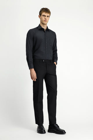  Siyah Slim Fit Dar Kesim Likralı Klasik Kumaş Pantolon