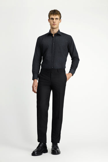 Siyah Regular Fit Likralı Klasik Kumaş Pantolon