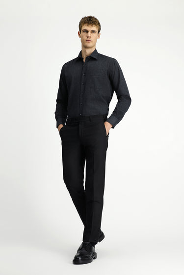 Siyah Regular Fit Likralı Klasik Kumaş Pantolon