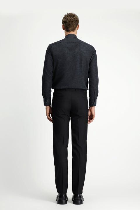 Siyah 7 Drop Slim Fit Dar Kesim Likralı Klasik Kumaş Pantolon