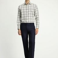 Dark Navy 7 Drop Slim Fit Narrow Cut Lycra Classic Fabric Trousers