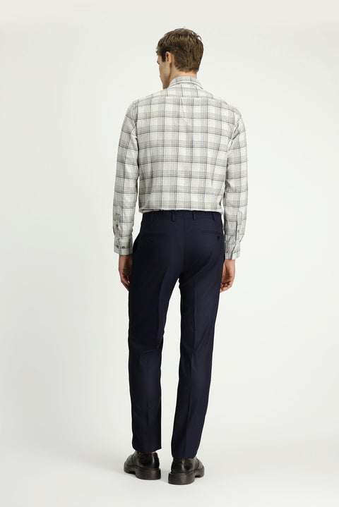 Dark Navy 7 Drop Slim Fit Narrow Cut Lycra Classic Fabric Trousers