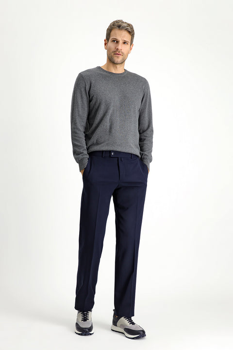 Koyu Lacivert 6 Drop Regular Fit Standart Kesim Likralı Klasik Kumaş Pantolon