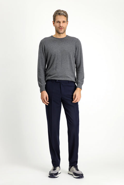 Koyu Lacivert 6 Drop Regular Fit Standart Kesim Likralı Klasik Kumaş Pantolon