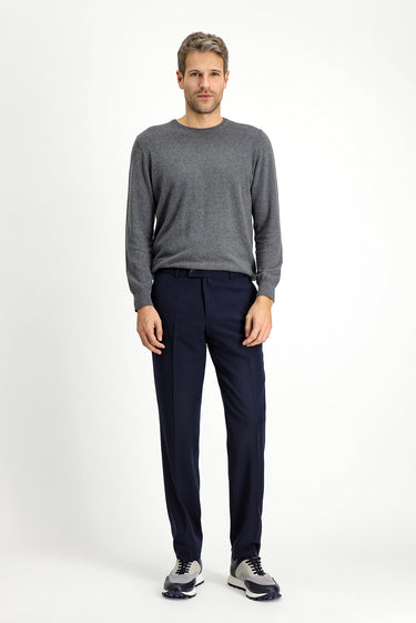 Koyu Lacivert Slim Fit Dar Kesim Likralı Klasik Kumaş Pantolon