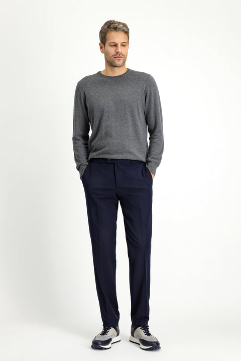 Koyu Lacivert 7 Drop Slim Fit Dar Kesim Likralı Klasik Kumaş Pantolon