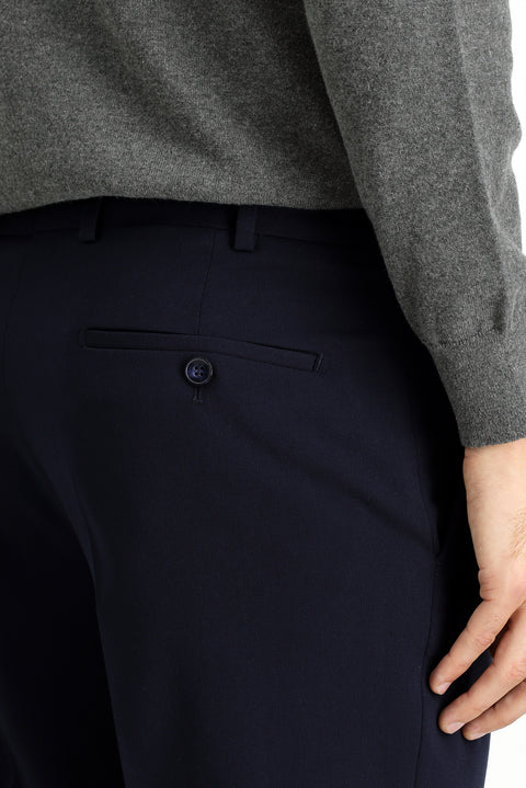 Koyu Lacivert 6 Drop Regular Fit Standart Kesim Likralı Klasik Kumaş Pantolon