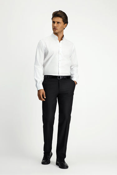 Siyah Slim Fit Dar Kesim Likralı Klasik Kumaş Pantolon