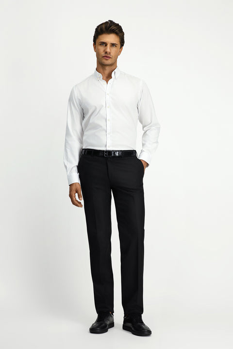 Siyah 4 Drop Relaxed Fit Rahat Kesim Likralı Klasik Kumaş Pantolon