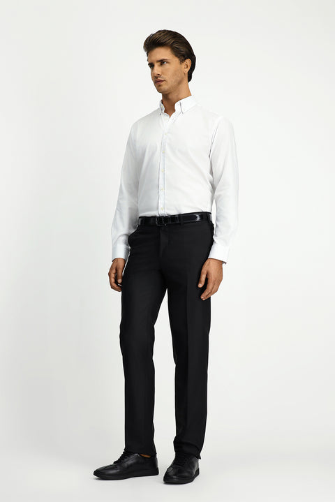 Siyah 7 Drop Slim Fit Dar Kesim Likralı Klasik Kumaş Pantolon