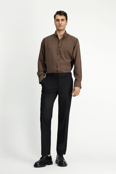  Siyah Relaxed Fit Rahat Kesim Klasik Kumaş Pantolon