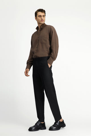  Siyah Relaxed Fit Rahat Kesim Klasik Kumaş Pantolon