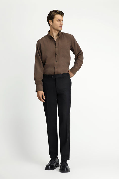 Siyah 4 Drop Relaxed Fit Rahat Kesim Klasik Kumaş Pantolon