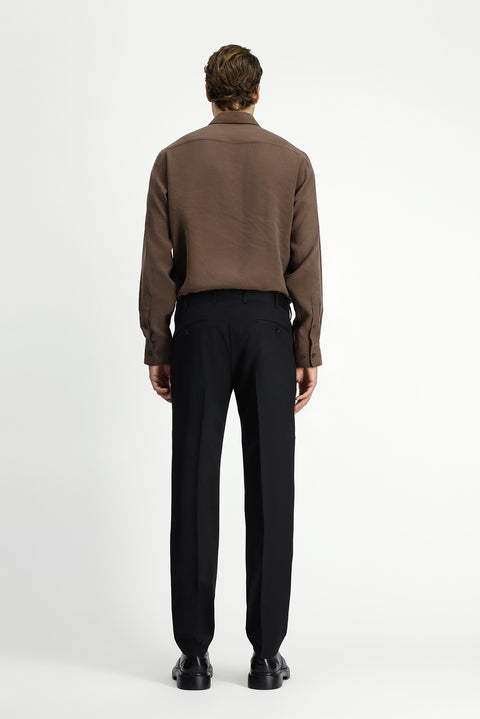 Siyah 4 Drop Relaxed Fit Rahat Kesim Klasik Kumaş Pantolon