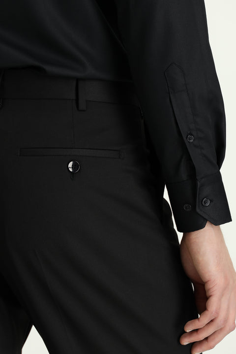 Siyah 4 Drop Relaxed Fit Rahat Kesim Klasik Kumaş Pantolon
