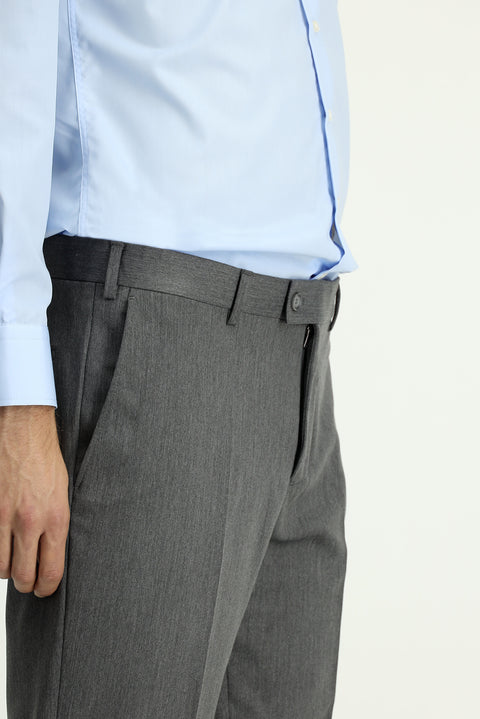 Orta Füme 7 Drop Slim Fit Dar Kesim Klasik Kumaş Pantolon