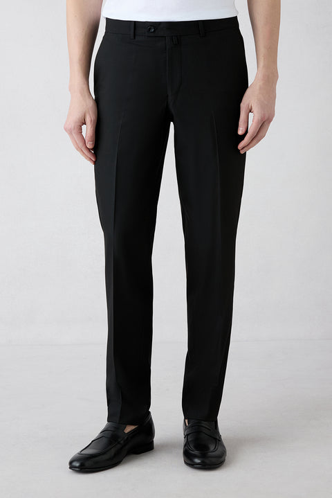 Black 4-Drop Relaxed Fit Classic Fabric Trousers