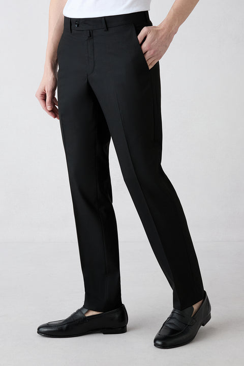 Black 4-Drop Relaxed Fit Classic Fabric Trousers