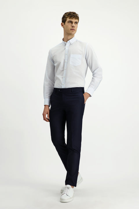 Koyu Lacivert 7 Drop Slim Fit Dar Kesim Klasik Kumaş Pantolon