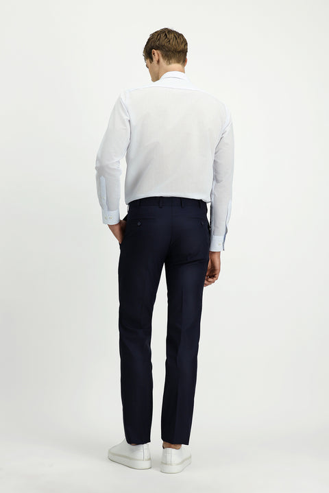 Dark Navy 6 Drop Regular Fit Standard Cut Classic Fabric Trousers