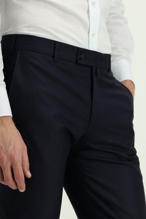 Dark Navy 7 Drop Slim Fit Classic Fabric Trousers