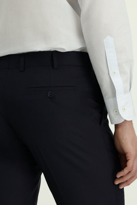 Koyu Lacivert 7 Drop Slim Fit Dar Kesim Klasik Kumaş Pantolon