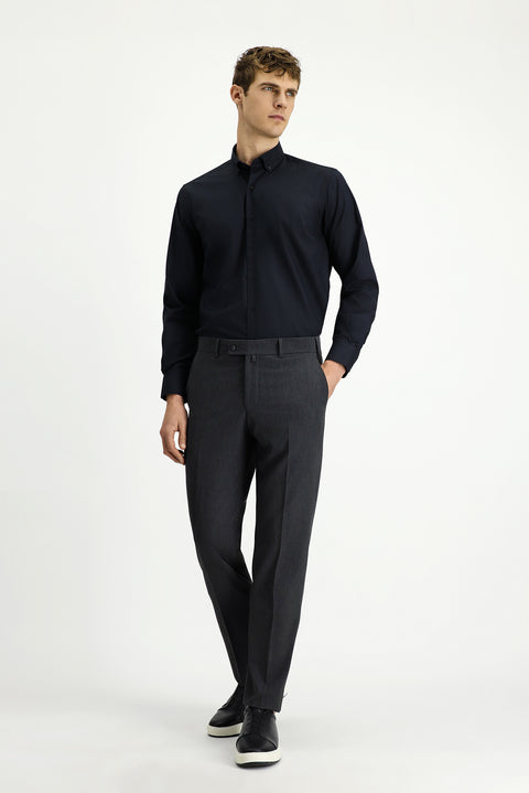 Koyu Füme 7 Drop Slim Fit Dar Kesim Likralı Klasik Kumaş Pantolon