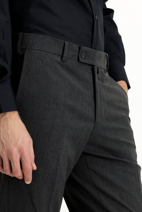 Koyu Füme 6 Drop Regular Fit Standart Kesim Likralı Klasik Kumaş Pantolon