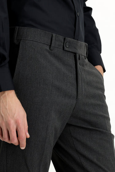 Koyu Füme Slim Fit Dar Kesim Likralı Klasik Kumaş Pantolon