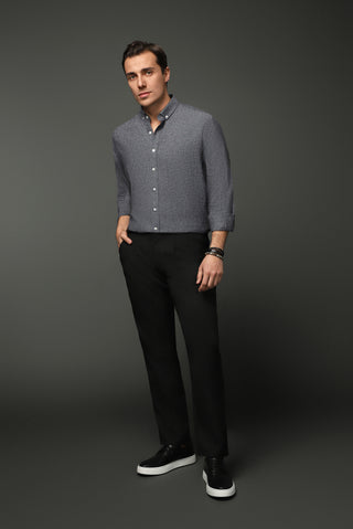  Siyah Regular Fit Tokalı Pileli Klasik Kumaş Pantolon