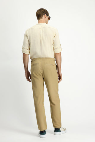  Açık Bej Regular Fit Tokalı Pileli Klasik Kumaş Pantolon
