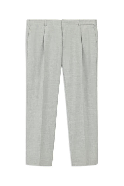 Açık Gri 4 Drop Relaxed Fit Rahat Kesim Pileli Klasik Kumaş Pantolon