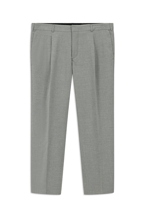 Orta Gri 4 Drop Relaxed Fit Rahat Kesim Pileli Klasik Kumaş Pantolon